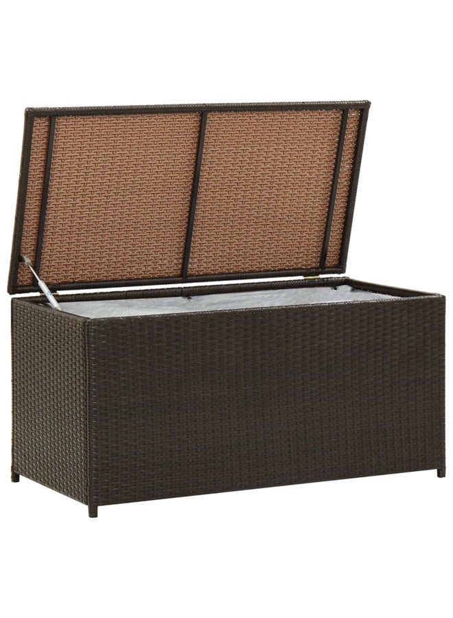 فيداكسل vidaXL صندوق تخزين للحديقة بولي روطان 100×50×50 سم بني - Image 2