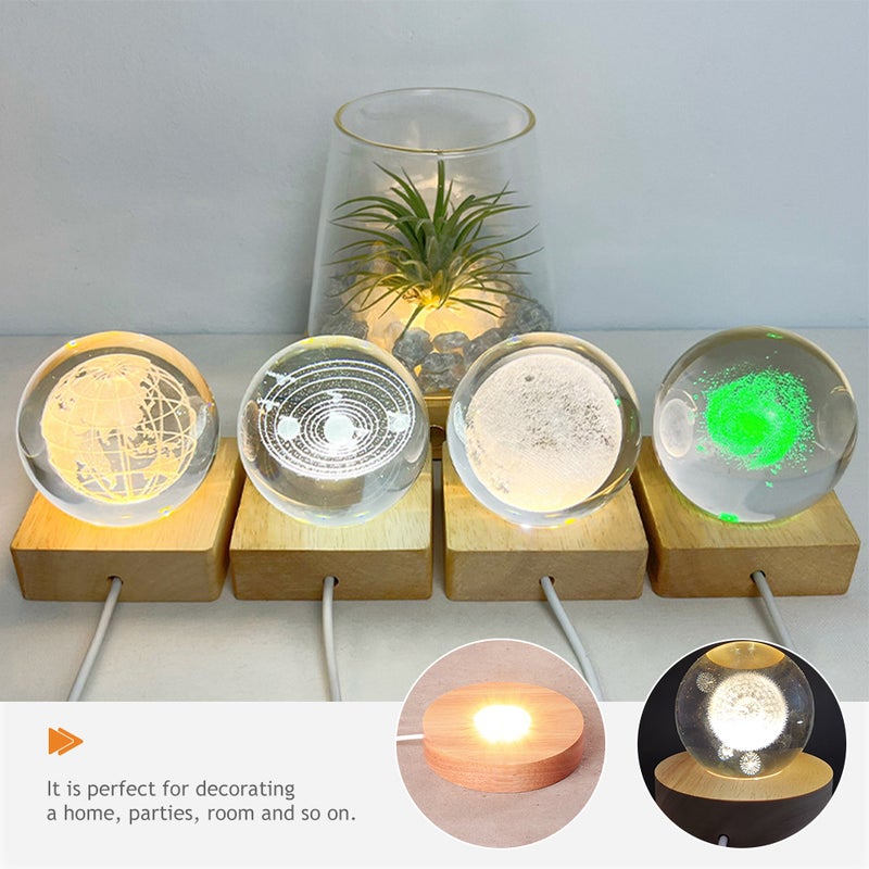 2pcs Wooded Lighted Display Base Crystal Sphere Glass Sphere Display Stand - Image 4
