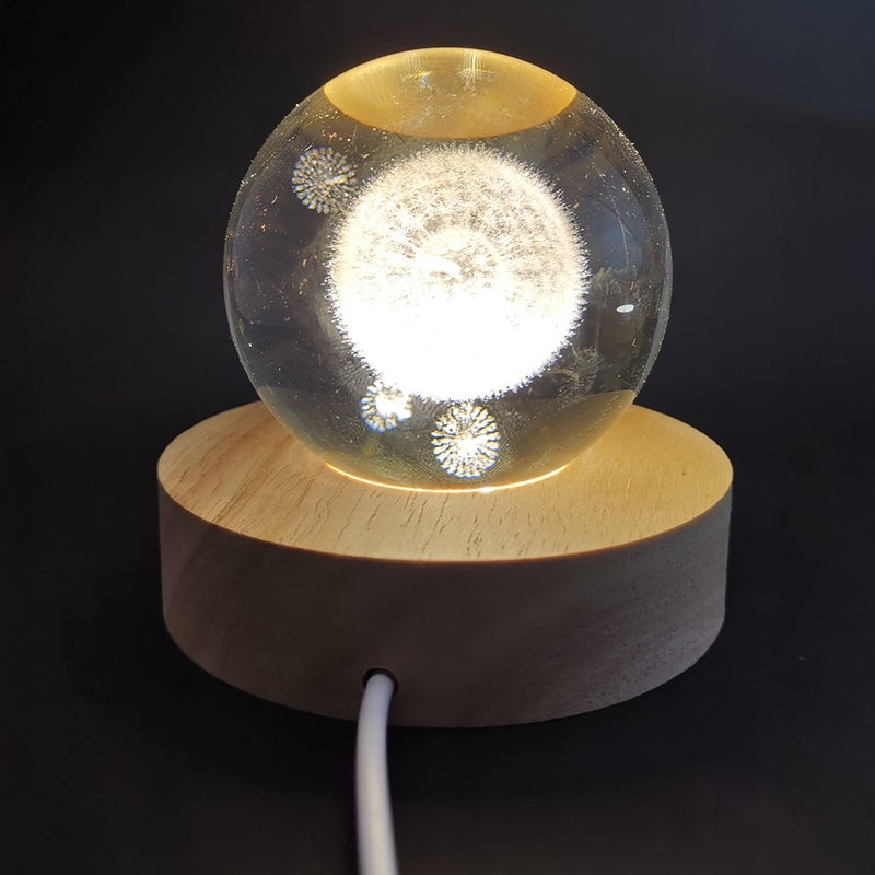 2pcs Wooded Lighted Display Base Crystal Sphere Glass Sphere Display Stand - Image 3