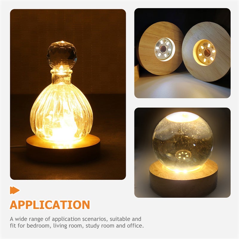 2pcs Wooded Lighted Display Base Crystal Sphere Glass Sphere Display Stand - Image 5