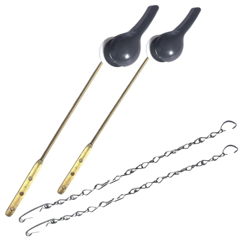 Brass Lever Toilet Handle With Stainless Steel Chain 2 Pack - Image 2