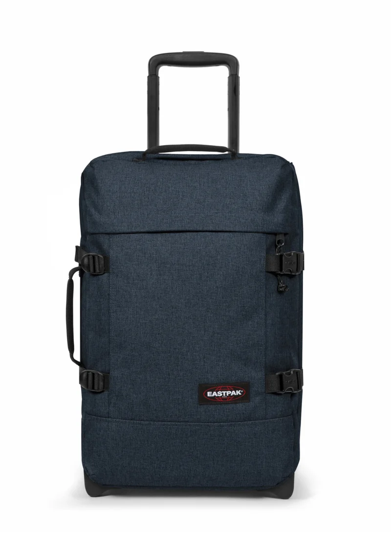 Eastpak TRANVERZ S - Cabin size 2-wheel Travel Trolley With 2 Main Compartments and TSA lock, 2.41 kg, 42L - Small Blue Triple Denim