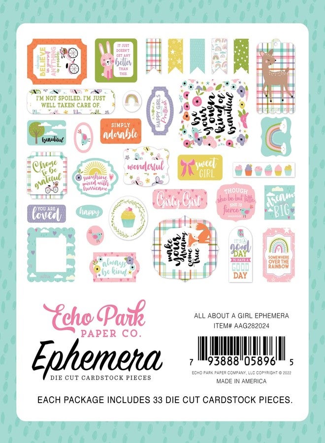 ECHO PARK PAPER COMPANY Echo Park Cardstock Ephemera 33/Pkg-Icons, All About A Girl, Multicolor - Image 2