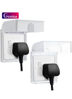 Gonice 2 Pack Secure Socket Cover Box for Baby Safety and Home Security - Electrical Outlet & Plug Protector (White + Transparent)  - Image 1