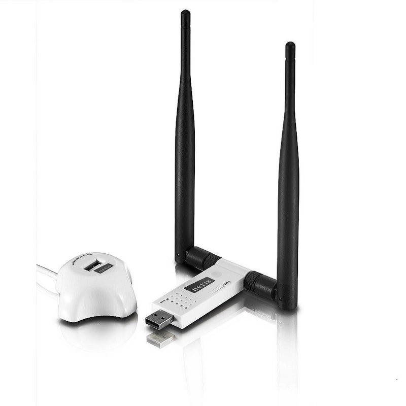Netis Wireless N 300Mbps Long-Range USB Adapter with Two 5dBi Antennas and USB 2.0 Cradle (WF-2116), 300 Mbps High Gain - Image 4