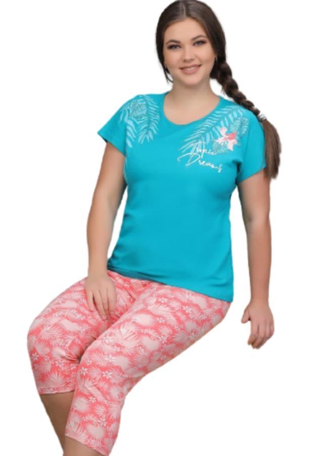 Ganna Women's pajamas with short sleeves and summer Bermuda shorts made of cotton large sizes