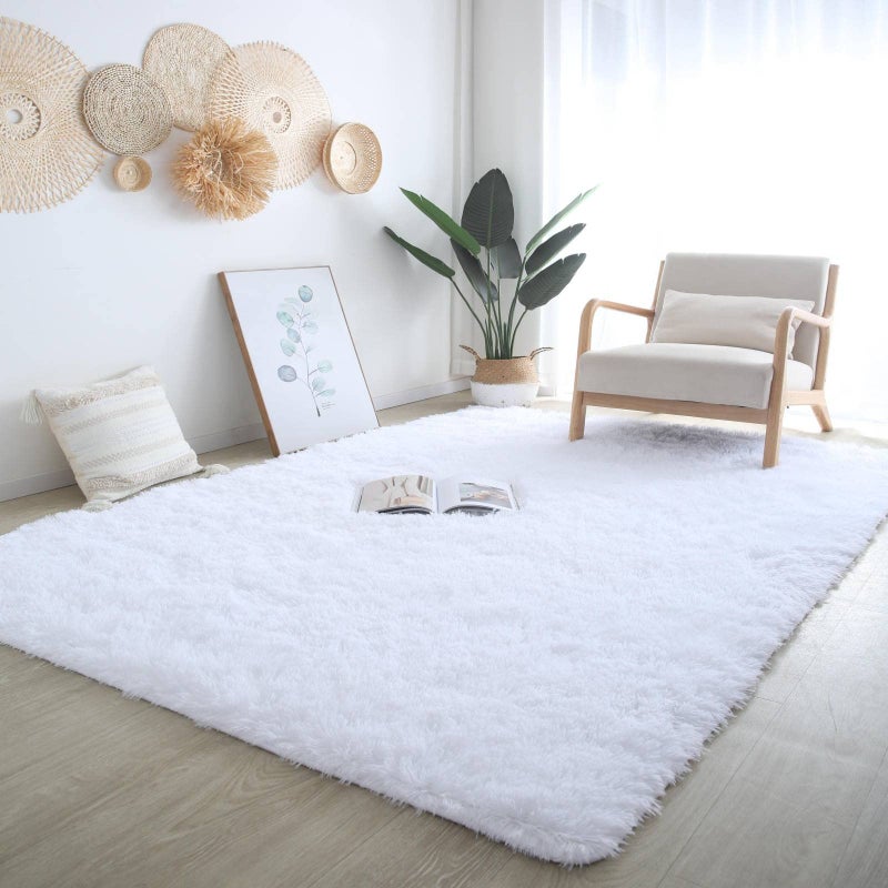 CAIYUECS Shag Area Rug,Indoor Ultra Soft Plush Rugs for Bedroom Living Room, Non-Skid Modern Nursery Faux Fur Rugs for Kids Room Home Decor (4x6 Feet, White) - Image 3