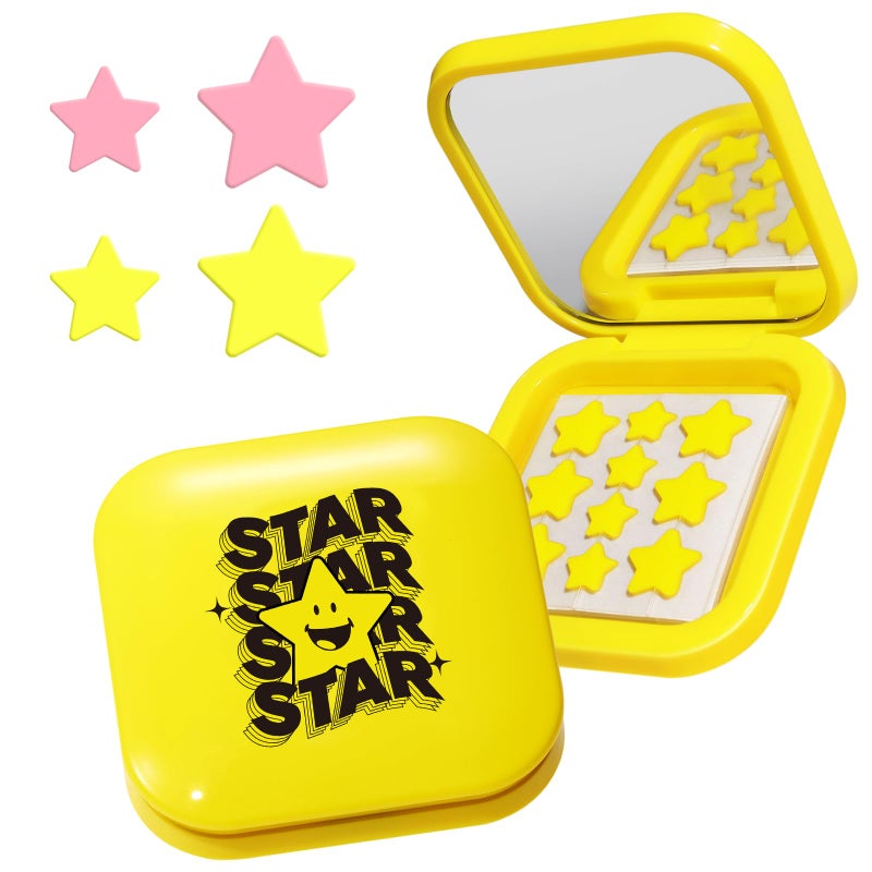 LitBear Cute Case with Pimple Patches for Face, Little Compact with Pink & Yellow Star Hydrocolloid Acne Patch, Blemish Patches, Zit Patches (120 Count) - Image 1