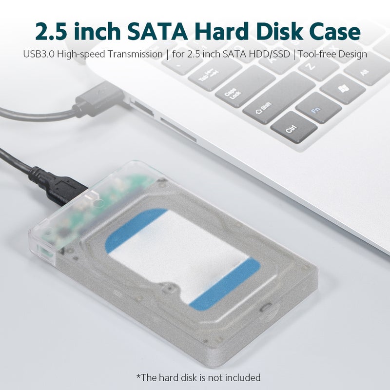 2.5 إنش حقيبة قرص صلب محاط HDD/SSD USB3.0 إرسال عالي السرعة تثبيت سهل مناسبة لـ HDD/SSD SATA بحجم 2.5 إنش - Image 4