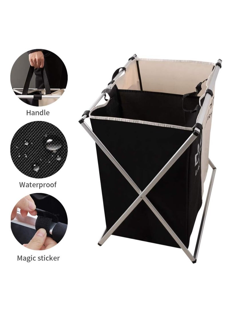 DubaiGallery سلة غسيل قابلة للطي مطورة بسعة حقيبة الغسيل ودعم من الألومنيوم، سلة غسيل قابلة للطي أكثر استقرارًا ومتانة مع 3 أقسام. - Image 4