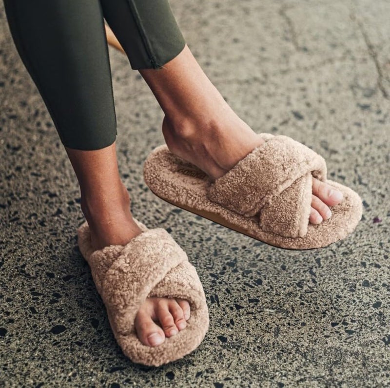 OLUKAI Hila Heu Women's Slipper, Women's Slip-On Shoes, Genuine Shearling, Wet Grip Soles for Inside & Outside Wear, Cute & Ultra-Soft Comfort Fit, Tan/Tan, 11 - Image 2