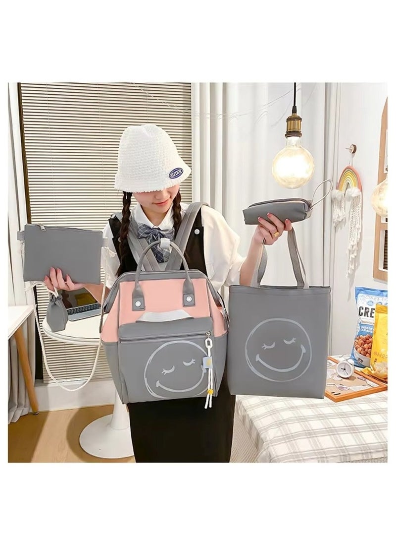 Huitich 4-Piece Mommy & Baby Travel Bag Set Stylish Grey & Pink - Image 3