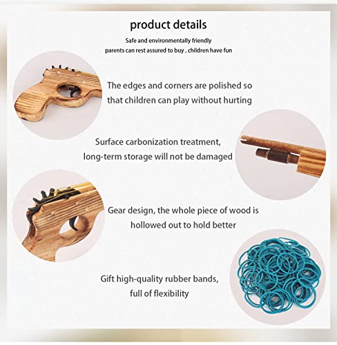 2 Pcs Wooden Rubber Band Gun Quality Wood Handmade Kids Outdoor Toy 9 Inches Length - Image 5