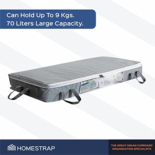 Homestrap Big Under Bed Storage/Organizer for Quilts, Comforters, Blanket Storage With Large Front Windowt, Fabric, Grey - Image 4