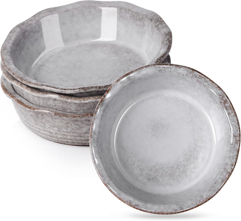 NUTRIUPS Small Pie Pans Set of 4, 6.5 Inch Ceramic Mini Pot Pie Baking Dishes, Oven Safe (6.5in, Grey, 4PCS) - Image 1