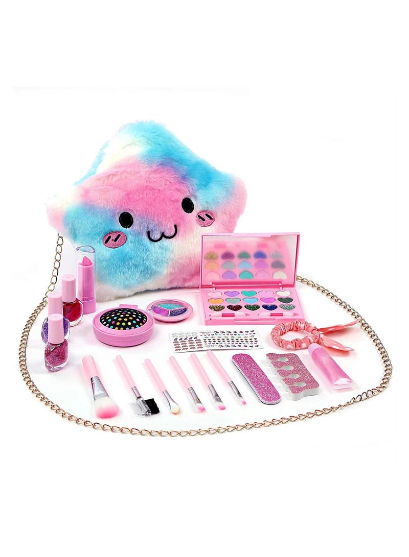 SYOSI Kids Makeup Kit, Kids Non Toxic  Makeup Kit Toys for Girl, Real Washable Make Up Toys, Child Pretend Play Makeup Set with Cosmetic Bag for Age 3-12 Year Old Children Gift - Image 1