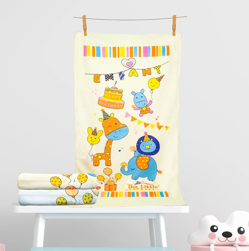 THE LITTLE LOOKERS® Towel for Newborn/Baby/Kids| Super Soft Baby Bath Towel Set for Infants/Bathing Accessories… (Blue & Lemon, Small(46X84cm)) - Image 1