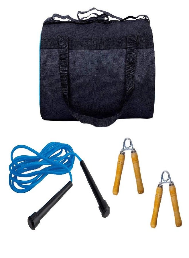 Gmefvr Gym Bag Combo Pack of 4, Gym Bag 1, Hand Grip 2pc, Skipping Rope 1 - Image 1