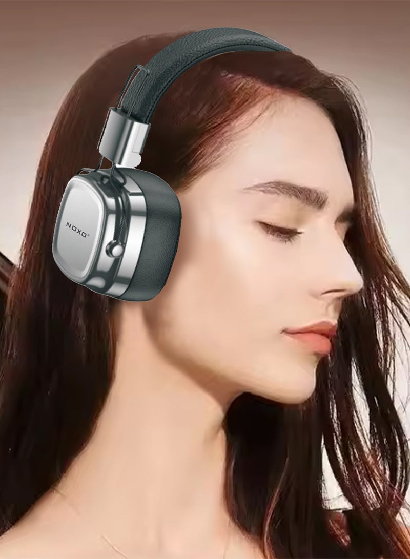 NOXO HN-1 Wireless Hi-Fi Headphones with Wired Option – 24H Playtime & LDAC Support - Silver Black - Image 3