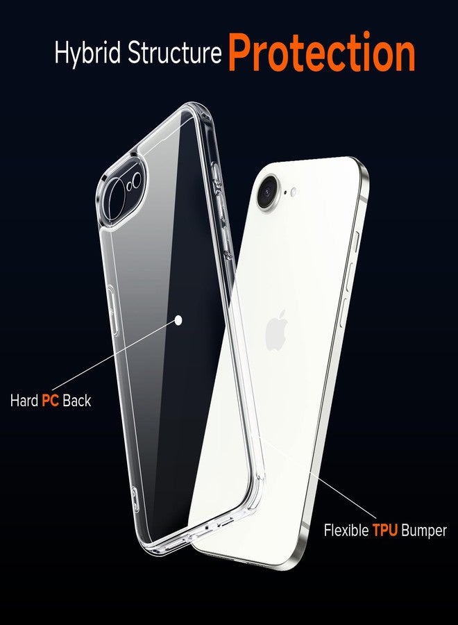 إيفولير جراب إيفولر الشفاف المقاوم للاصفرار لهاتف آيفون 16E مقاس 6.1 بوصة، مزود بقطعتين من الزجاج المقوى، [حماية عسكرية] جراب واقٍ شفاف مقاوم للصدمات - Image 4
