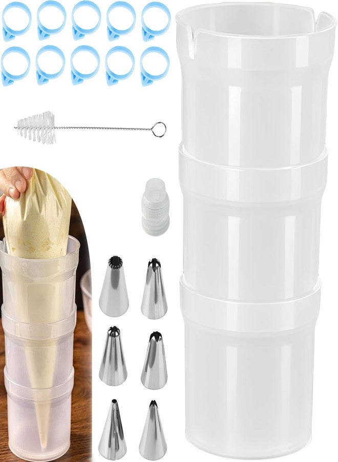 Runspich Pastry Piping Bag Holder Stand for Filling, Translucent Clear Plastic Cream Icing Bag Rack, Cake Decorating Tools (1 Set) - Image 1