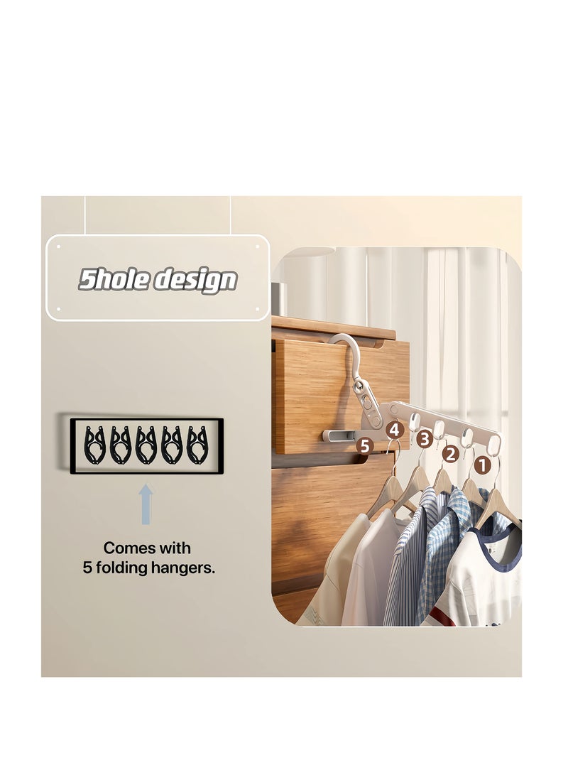 Excefore Folding Clothes Drying Rack, Outdoor Travel Clothes Rack, Laundry Room Hanging Rack, with 5 Holes, for Outdoor Camping Travel, Hotel Apartment, Student Apartment - Image 2