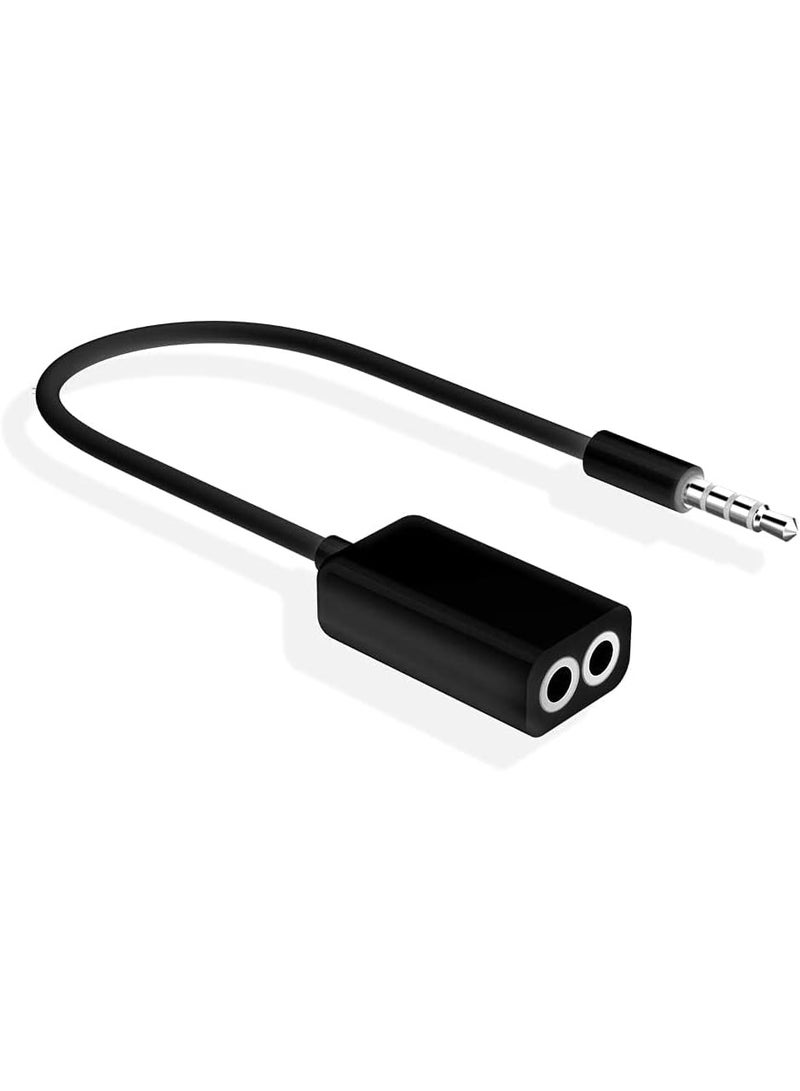 Headphone splitter audio cable 3.5mm male to 2 female jack 3.5mm splitter adapter aux cable for for iphone for samsung mp3 player (black 0.17m