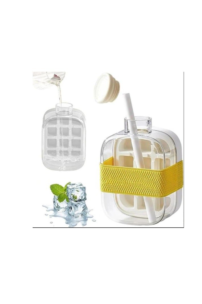 Ice Cube Bottle,2 In 1 Zero Touch Press Ice Cube Mold,Cool Summer Ice Bottle Cup Multicolor - Image 2