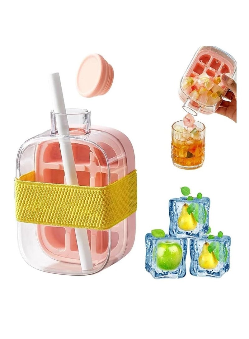 زجاجة مكعبات الثلج، قالب مكعبات الثلج 2 في 1 بدون لمس، كوب زجاجة ثلج صيفي رائع متعددة الالوان - Image 1