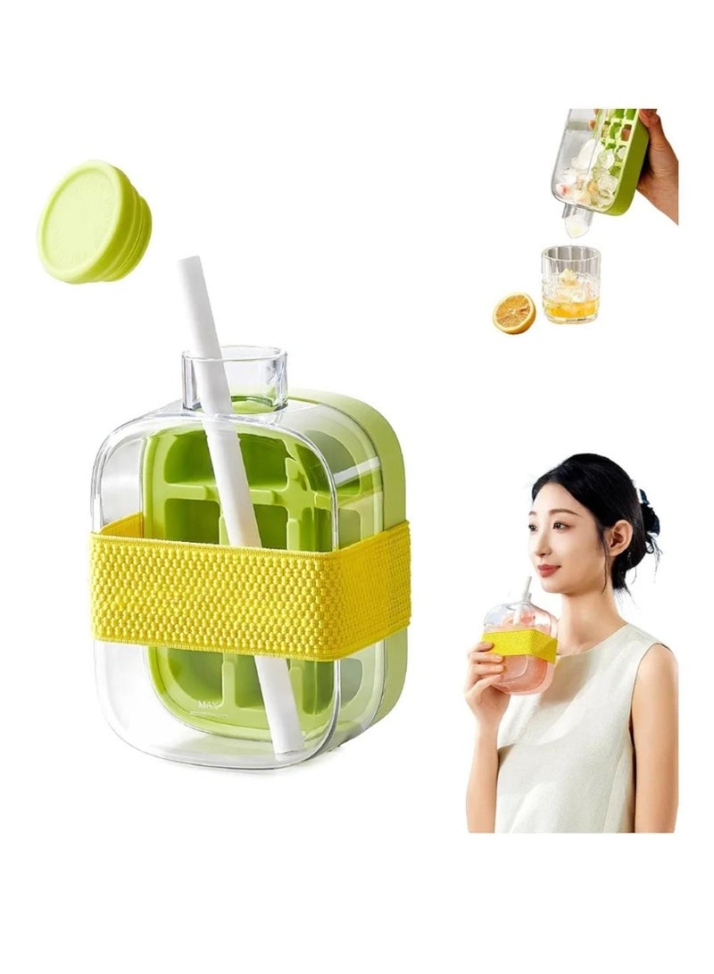 زجاجة مكعبات الثلج، قالب مكعبات الثلج 2 في 1 بدون لمس، كوب زجاجة ثلج صيفي رائع متعددة الالوان - Image 2