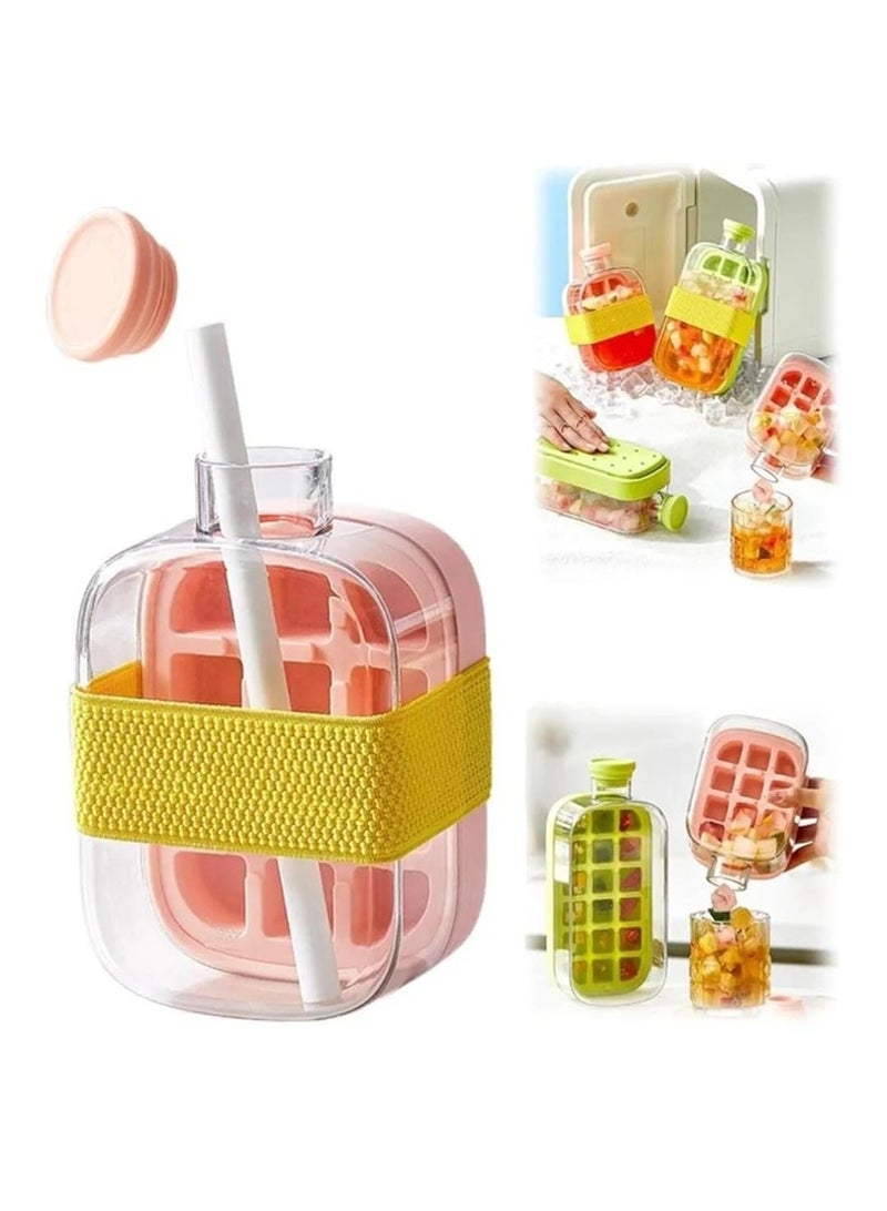 زجاجة مكعبات الثلج، قالب مكعبات الثلج 2 في 1 بدون لمس، كوب زجاجة ثلج صيفي رائع متعددة الالوان - Image 4