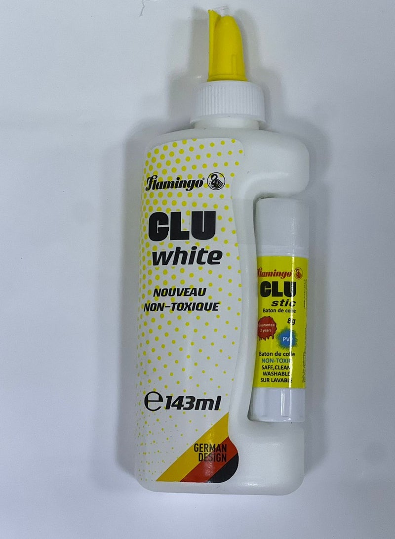 Flamingo 143ml White Glue with 8gm Glue Stick - Image 1