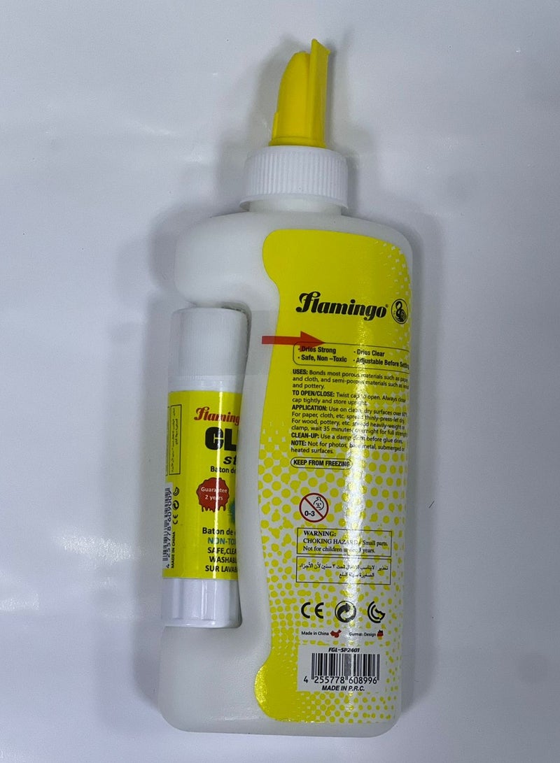 Flamingo 143ml White Glue with 8gm Glue Stick - Image 2