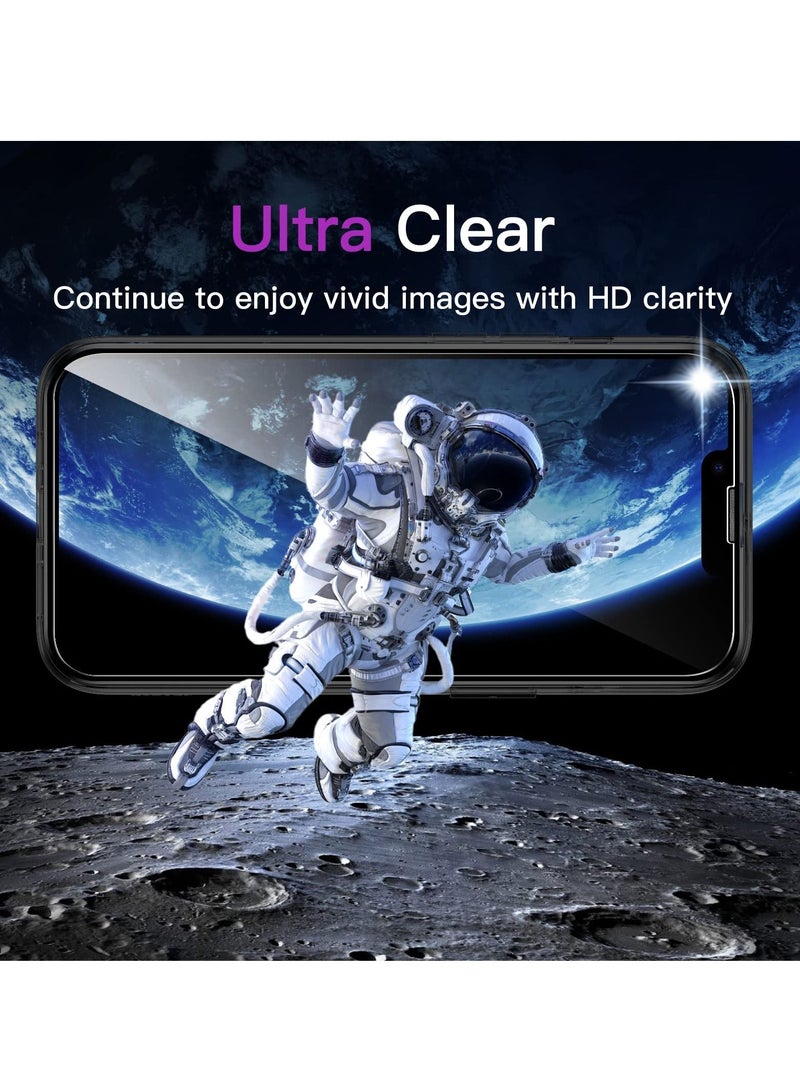 جي تيك جراب لهاتف iPhone 14 6.1 بوصة مع واقي شاشة مكون من قطعتين و 2 عبوة واقي عدسة الكاميرا تغطية كاملة بغشاء زجاجي مقوى وممتص للصدمات وغطاء هاتف أسود - Image 3