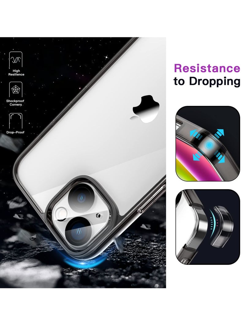 جي تيك جراب لهاتف iPhone 14 6.1 بوصة مع واقي شاشة مكون من قطعتين و 2 عبوة واقي عدسة الكاميرا تغطية كاملة بغشاء زجاجي مقوى وممتص للصدمات وغطاء هاتف أسود - Image 2