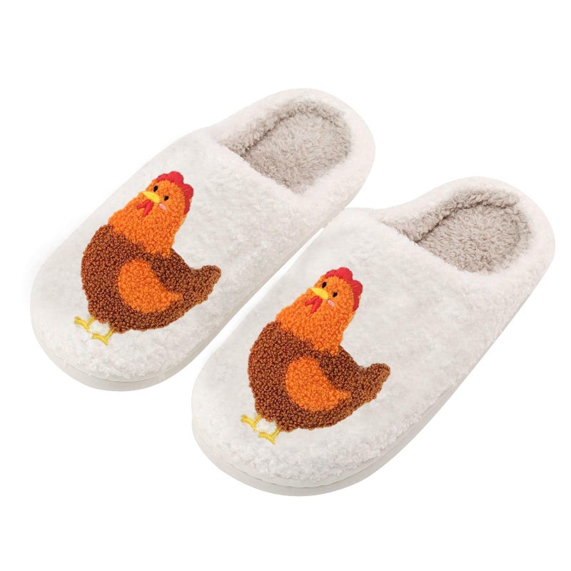 ULEL Women's Men's Cute Chicken Feet Slippers Fuzzy Memory Foam Kawaii Cartoon Animal Slippers Winter Warm Fluffy Shoes Chicken -37-38 - Image 1