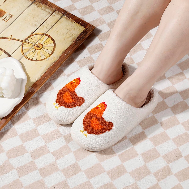 ULEL Women's Men's Cute Chicken Feet Slippers Fuzzy Memory Foam Kawaii Cartoon Animal Slippers Winter Warm Fluffy Shoes Chicken -37-38 - Image 3