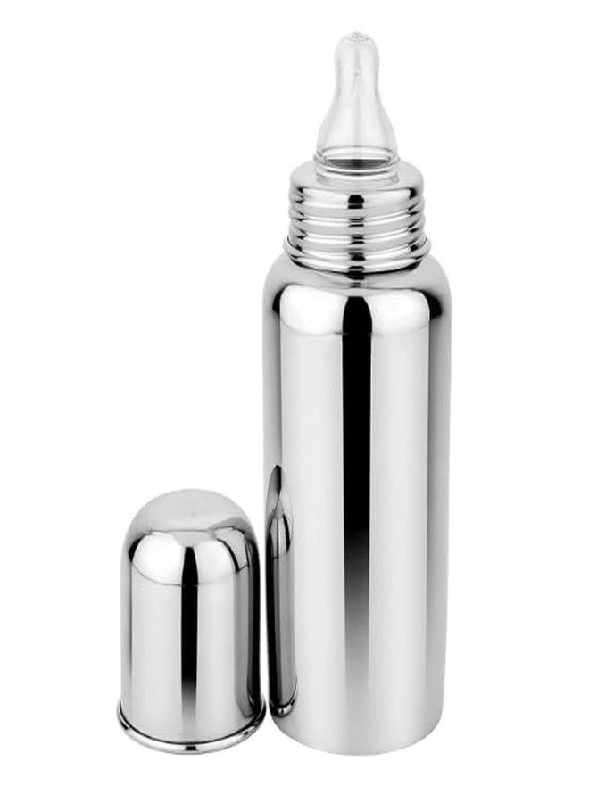 Miracle Moms Smooth Transition Anti-Colic 304 Grade Stainless Steel Milk Bottles with Nipple for Your Newborn Baby/Toddlers/Infants for Drinks/Milk/Water/BPA-Free Sipper Nipple (Pack of 1) 240 ML - Image 1