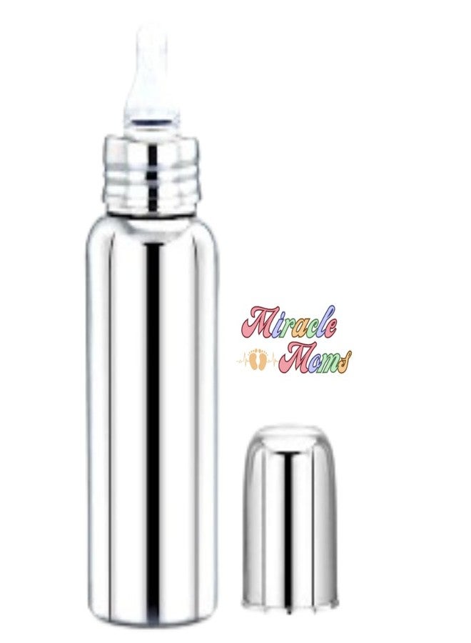 Miracle Moms Smooth Transition Anti-Colic 304 Grade Stainless Steel Milk Bottles with Nipple for Your Newborn Baby/Toddlers/Infants for Drinks/Milk/Water/BPA-Free Sipper Nipple (Pack of 1) 240 ML - Image 2