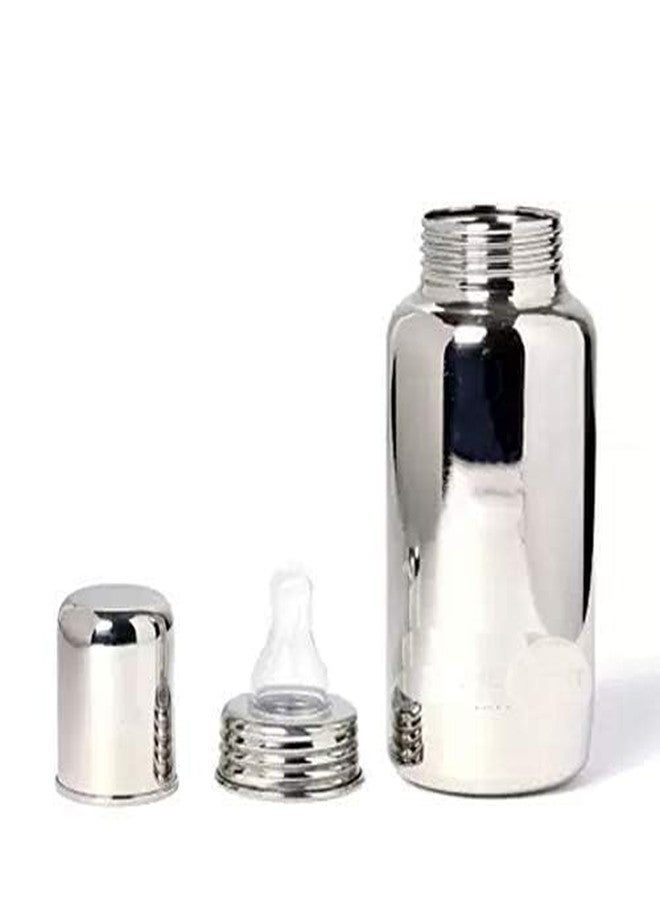 Miracle Moms Smooth Transition Anti-Colic 304 Grade Stainless Steel Milk Bottles with Nipple for Your Newborn Baby/Toddlers/Infants for Drinks/Milk/Water/BPA-Free Sipper Nipple (Pack of 1) 240 ML - Image 4