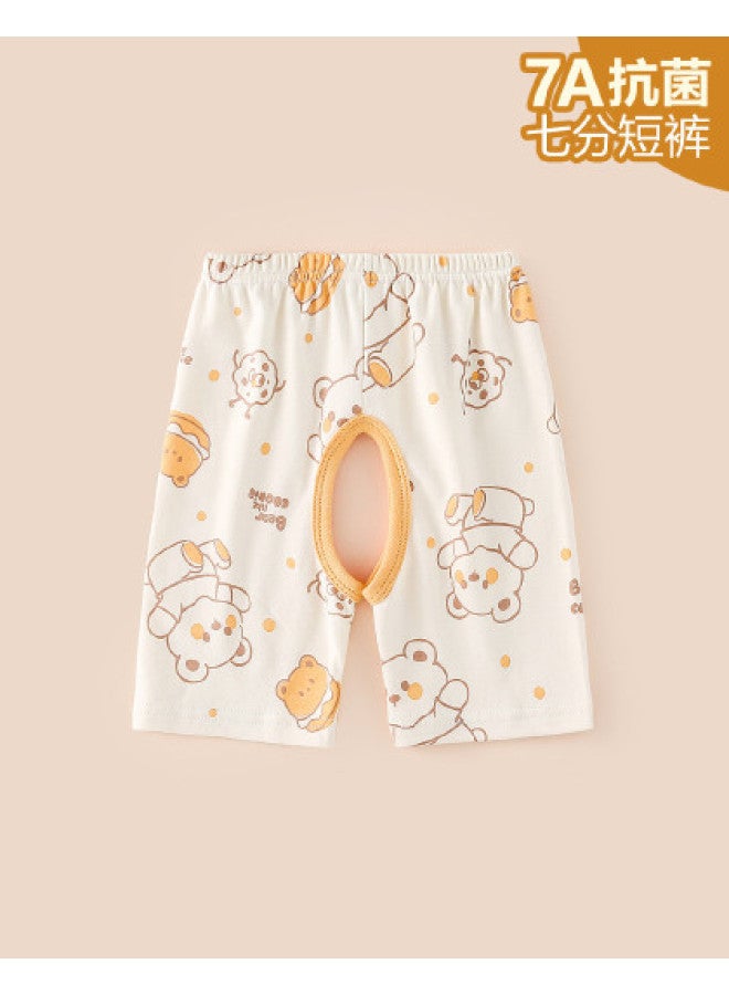 Doxiluka newborn Baby Pants - Summer Thin Open-crotch Pants, Cute Casual Seven-part Leggings - Image 1