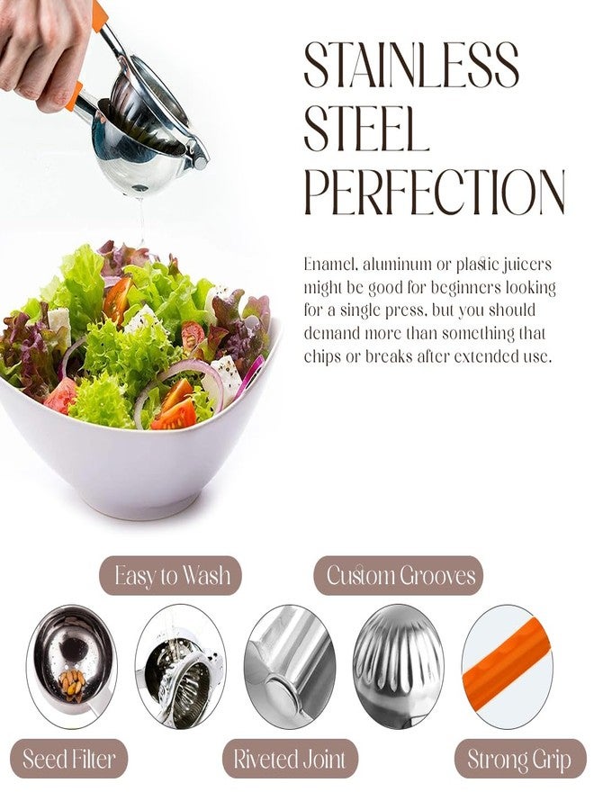 بيلمين عصارة حمضيات بيلمان | عصارة ليمون معدنية | عصارة ليمون وليم من الفولاذ المقاوم للصدأ بمقابض سيليكون | عصارة يدوية، عصارة حمضيات، عصارة محمولة باليد | عصارة بار للنادل (برتقال) - Image 4