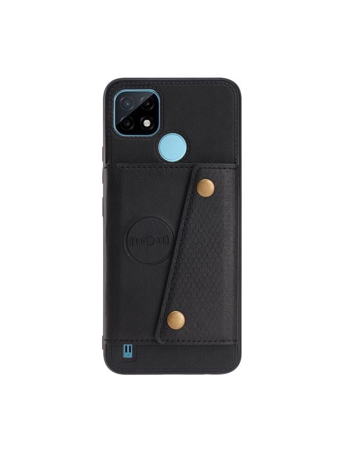 اس-توب جراب لهاتف OPPO Realme C21Y بمشبك مزدوج من البولي يوريثان الحراري وغطاء مغناطيسي مقاوم للصدمات مع فتحات للبطاقات وحامل - Image 2