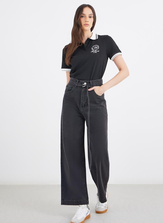 ستايلي جينز واسع الساق بخصر متوسط من ستايلي - Image 1