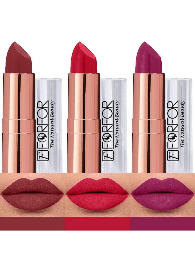 Forfor مجموعة هدايا أحمر شفاه فوريور بملمس مخملي كريمي غير لامع مع لمسة ناعمة 3 للنساء مدعمة بزبدة الشيا، فيتامين E وزيت الجوجوبا - Image 1
