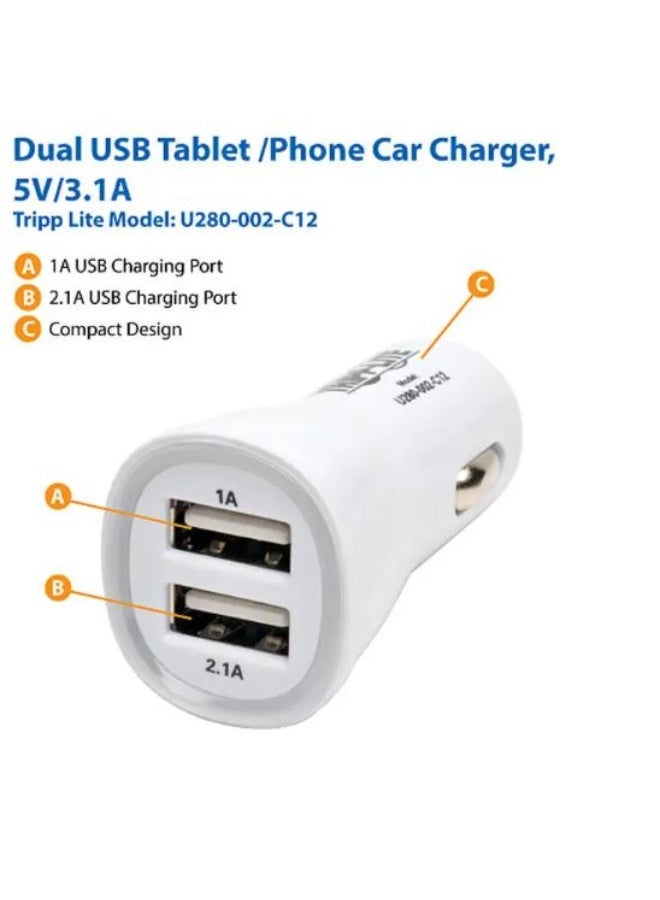 Tripp Lite Dual-Port USB Tablet / Phone Car Charger, 5V 3.1A / 15.5W - Image 2