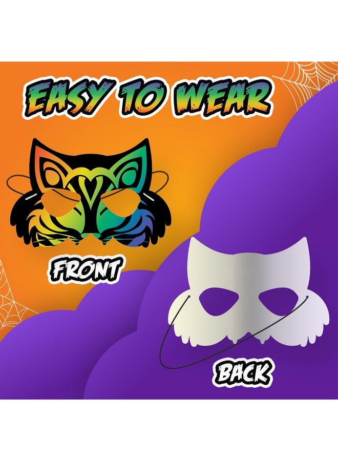 ArtCreativity Halloween Scratch Masks for Kids - Set of 60 Craft Masks with Elastic Strings and Wooden Scratch Sticks - Halloween Party Kits for Ages 4-12 - Image 4