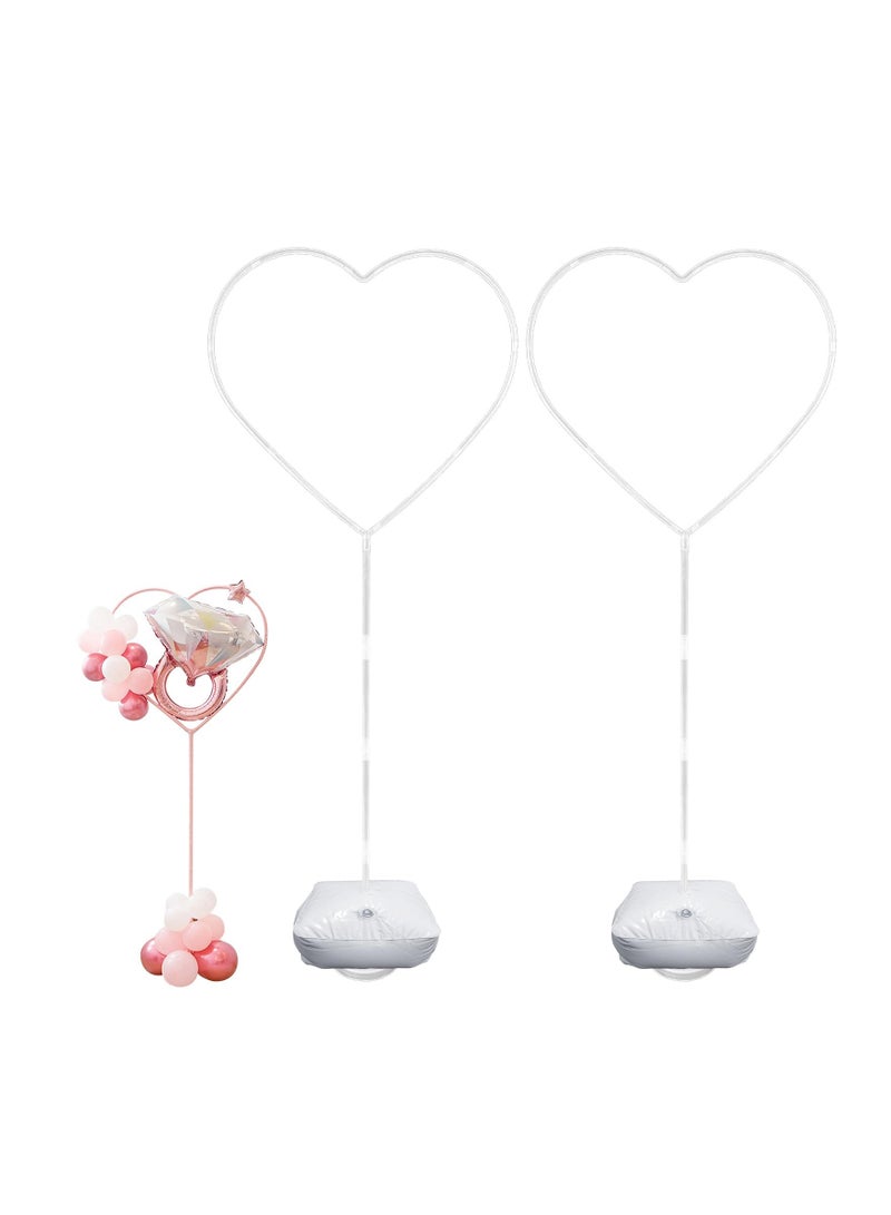 SOLARAE Heart Shape Balloon Arch Stand, 2 Set Heart Balloon Column Stands With Base, Party Balloon Decorations Ring Bracket for Birthday, Wedding, Baby Shower, Graduation, Anniversary - Image 1