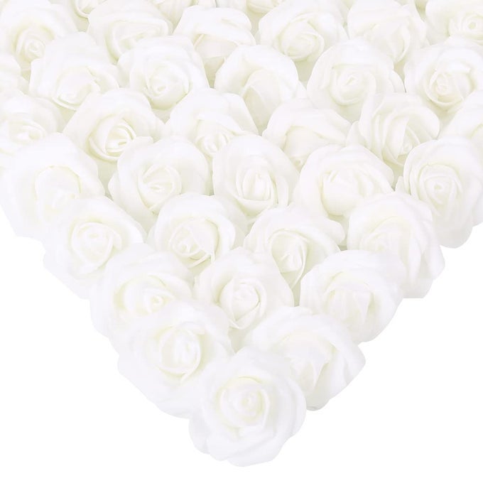 STEMLESS ROSES 200 PCS WHITE ARTIFICIAL ROSE HEADS 197IN PERFECT FOR DIY CRAFT WEDDING BOUQUET PARTY DECORATION