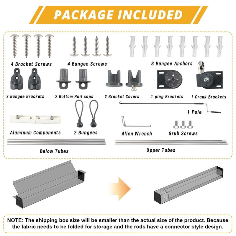 sunoff Outdoor Blinds for Porch, Cordless Patio Outdoor Roller Shades with Shade Cloth for Gazebo Pergola Balcony Backyard, 2 Poles & 1 Fabric, Grey, 48" Wx72 H - Image 4